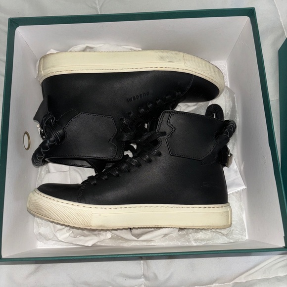 Buscemi WoMen's Black 125MM Leather High-Top Sneakers Shoes Size US 7 - Picture 3 of 13